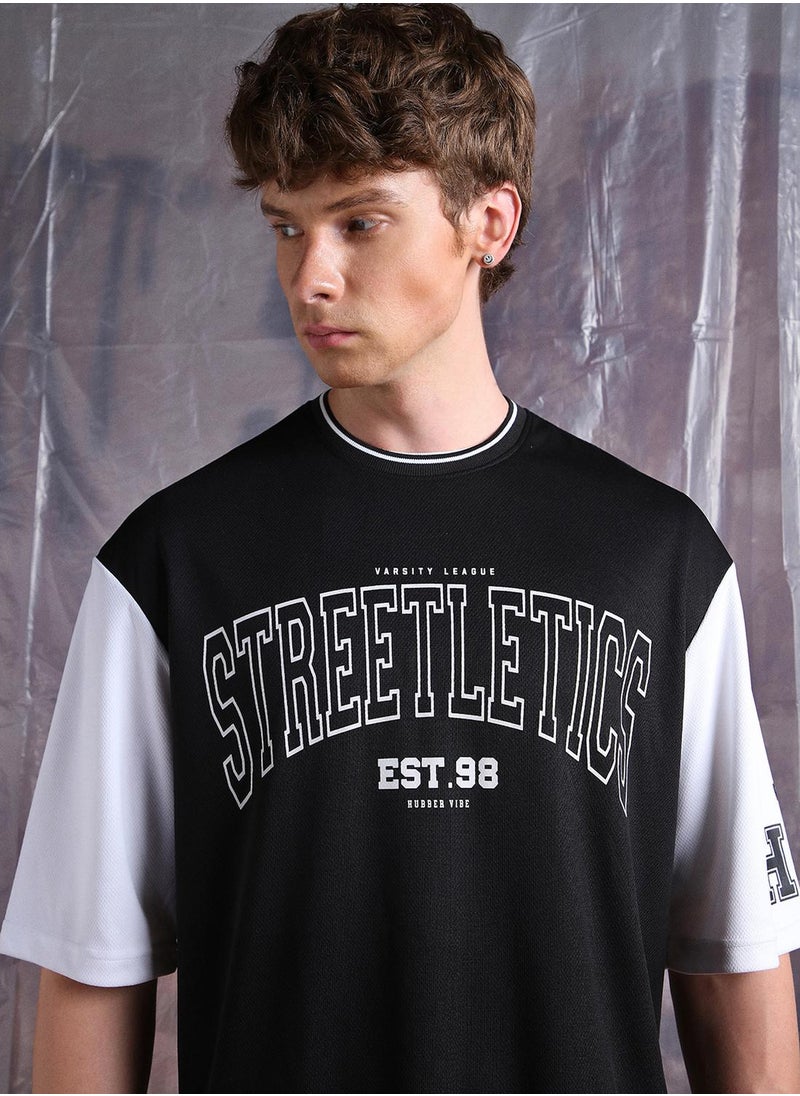 Hubberholme - Black Oversized Tshirts Printed design crafted from 100% Polyester featuring Half Sleeve with Slip on closure. - Image 1