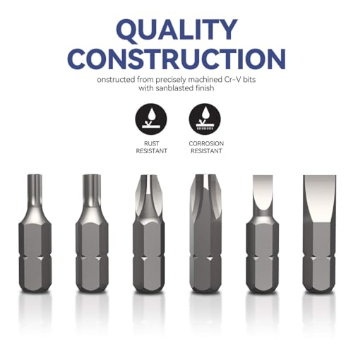 Serplex® 100Pcs Screwdriver Bit Kit Cr-V Steel 1/4-inch Adapters Phillips Slotted Hex Torx Star Tamperproof Pozi Square Spanner Torque Tri-Wing Clutch Spline Wing Nut, Security Torx Bit Set - Image 3
