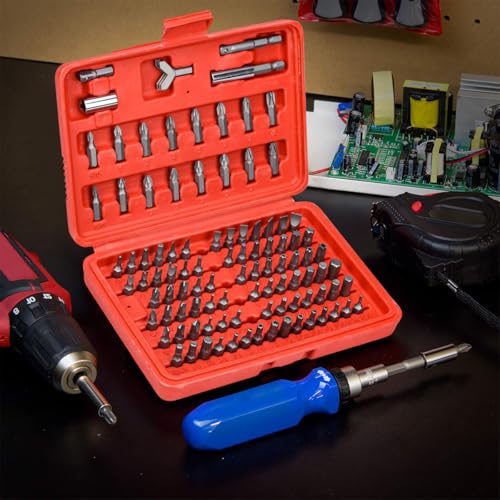 Serplex® 100Pcs Screwdriver Bit Kit Cr-V Steel 1/4-inch Adapters Phillips Slotted Hex Torx Star Tamperproof Pozi Square Spanner Torque Tri-Wing Clutch Spline Wing Nut, Security Torx Bit Set - Image 5