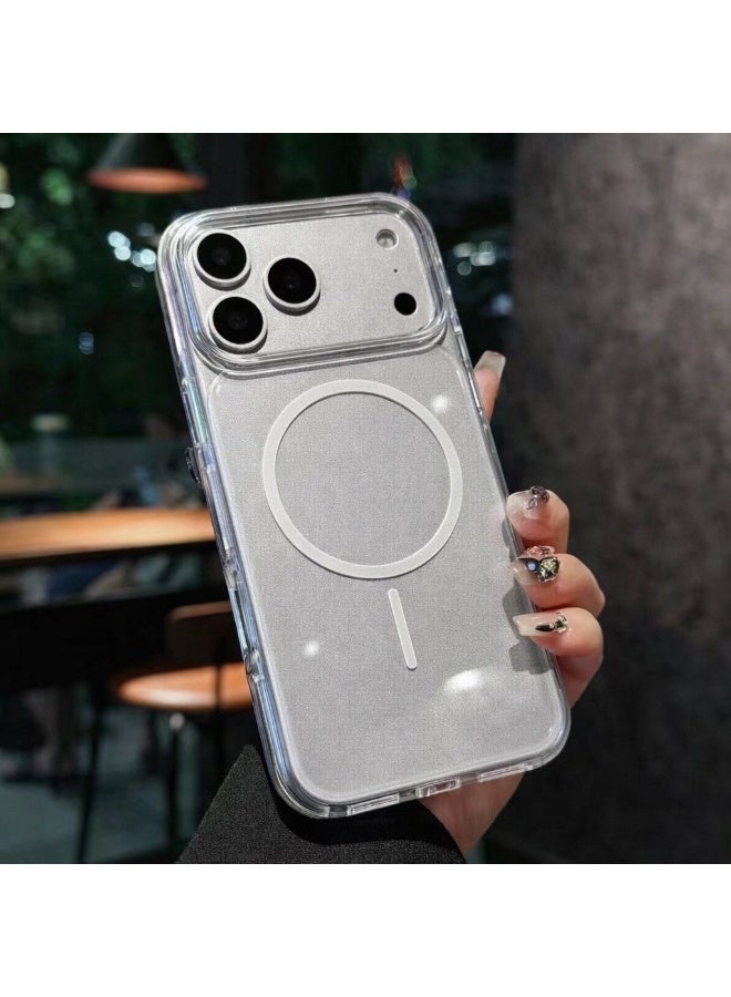 ACLIX Transparent Magnetic Colored Back Phone Case for iPhone 17 Pro Max, Compatible with MagSafe Accessories | Silver
