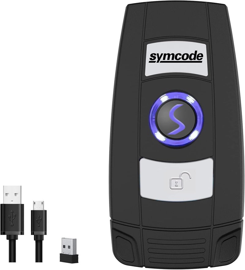 symcode Mini 1D Bluetooth Barcode Scanner Wireless Bar Code Scanner 3-in-1 Bluetooth/USB Wired/2.4G Wireless Barcode Reader laser Code Scanner for Inventory Code Image Reader for Tablet iPhone iPad Android PC - Image 1