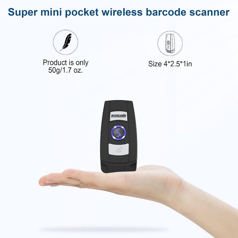 symcode Mini 1D Bluetooth Barcode Scanner Wireless Bar Code Scanner 3-in-1 Bluetooth/USB Wired/2.4G Wireless Barcode Reader laser Code Scanner for Inventory Code Image Reader for Tablet iPhone iPad Android PC - Image 4