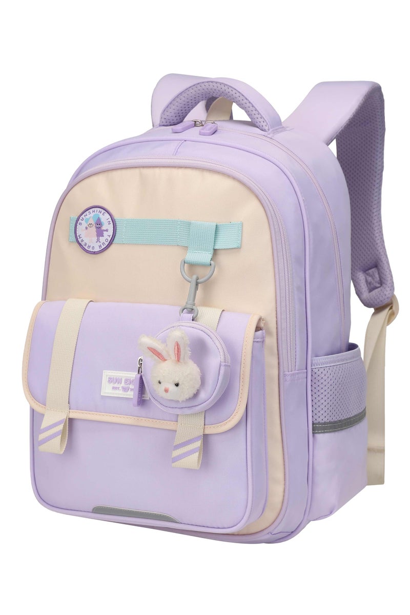 SUN EIGHT Premium 16.5-inch Light Weight School Backpack Water Resistant Polyester Kid’s Daypack for Girls, SE22222, Purple - Image 1