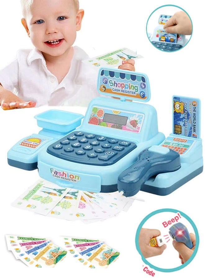 Smart Cash Register Toy Pretend Play Cash Register Toy Set for Kids with Real Calculator, Scanner, Weighing Tool, Multi-Function Simulated Cash Register Toy for Kid Over 3 Years Old - Image 1
