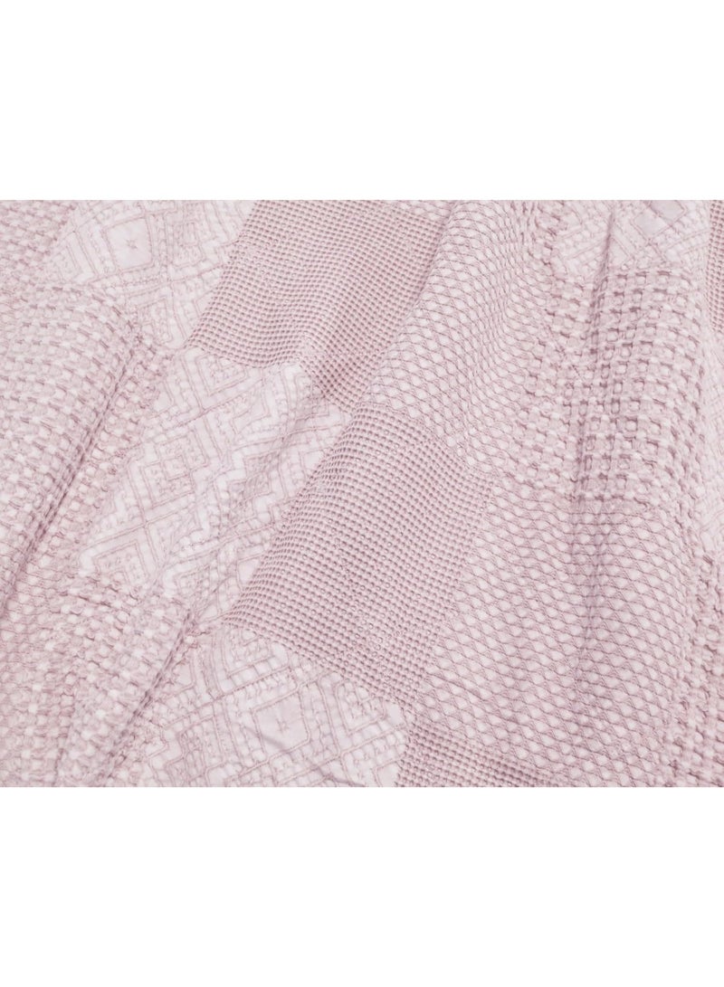 السرعوف الذهبية طقم لحاف جولد مانتيس القطني المغسول بالحجر - غطاء سرير ناعم للغاية مصنوع من القطن بنسبة 100% بملمس عتيق - لحاف خفيف الوزن وجيد التهوية مناسب لجميع المواسم - متوفر بمقاسات كينج (وردي باهت، كينج) - Image 3