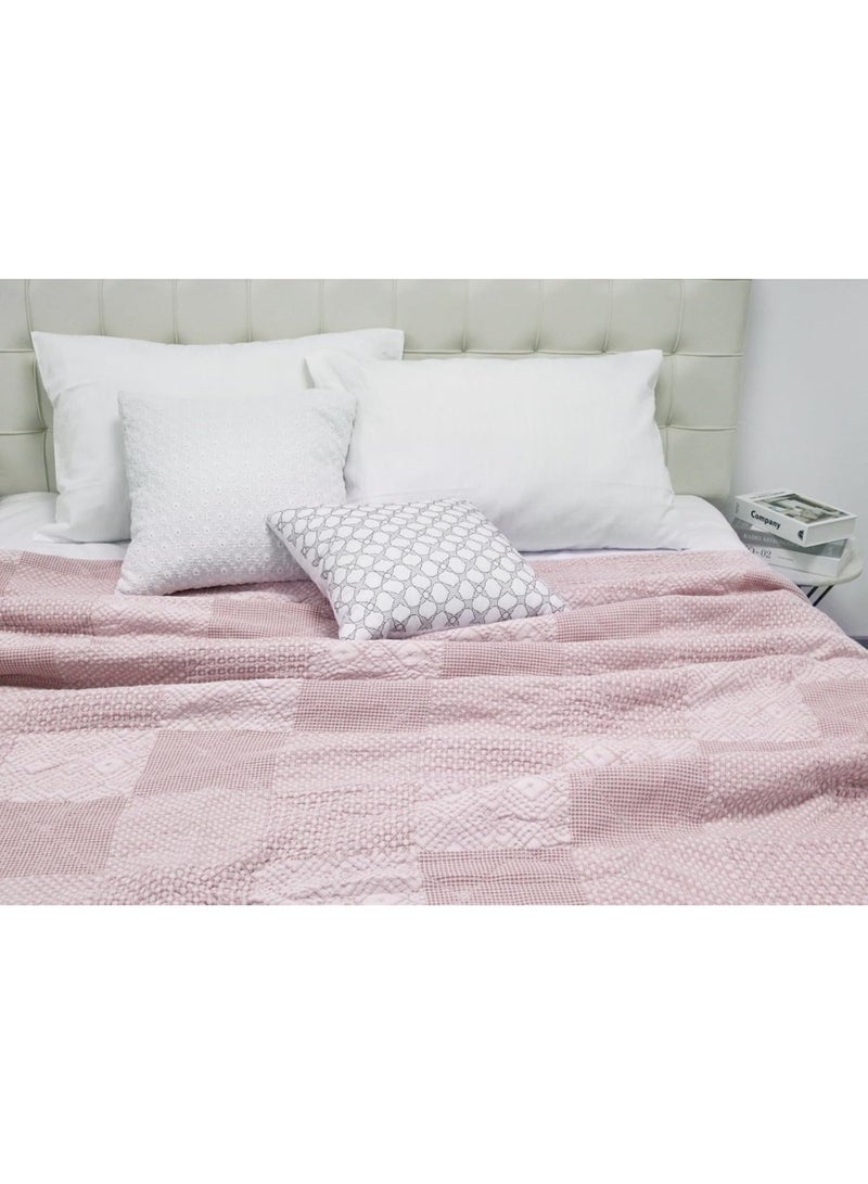 السرعوف الذهبية طقم لحاف جولد مانتيس القطني المغسول بالحجر - غطاء سرير ناعم للغاية مصنوع من القطن بنسبة 100% بملمس عتيق - لحاف خفيف الوزن وجيد التهوية مناسب لجميع المواسم - متوفر بمقاسات كينج (وردي باهت، كينج) - Image 2