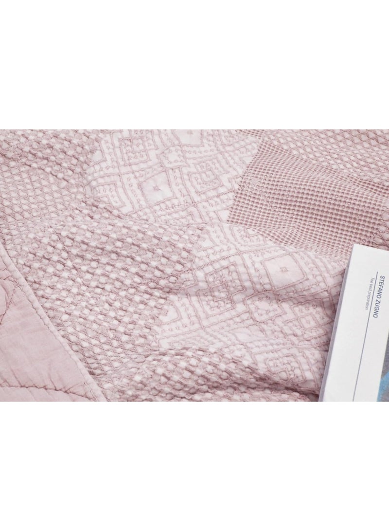 السرعوف الذهبية طقم لحاف جولد مانتيس القطني المغسول بالحجر - غطاء سرير ناعم للغاية مصنوع من القطن بنسبة 100% بملمس عتيق - لحاف خفيف الوزن وجيد التهوية مناسب لجميع المواسم - متوفر بمقاسات كينج (وردي باهت، كينج) - Image 5