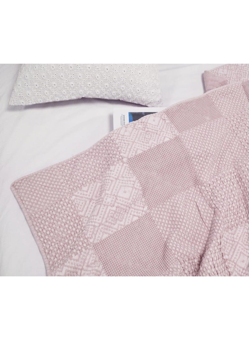 السرعوف الذهبية طقم لحاف جولد مانتيس القطني المغسول بالحجر - غطاء سرير ناعم للغاية مصنوع من القطن بنسبة 100% بملمس عتيق - لحاف خفيف الوزن وجيد التهوية مناسب لجميع المواسم - متوفر بمقاسات كينج (وردي باهت، كينج) - Image 4