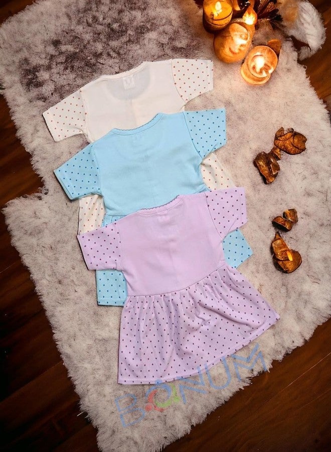 BONUM Battu Half Sleeve Frock Top and Shorts Set for New Born Baby Girl Pack of 3 (3-6 Months) - Image 4