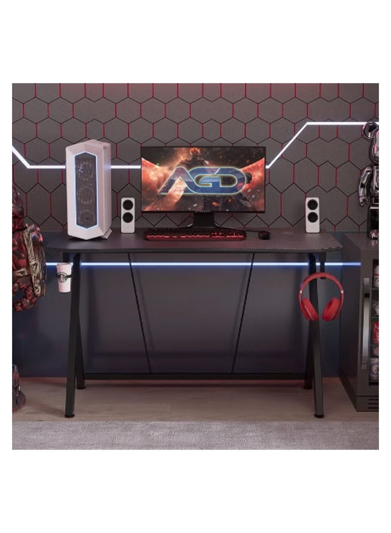 إيه جي دي مكتب كمبيوتر منزلي مع خطاف سماعة راس وحامل اكواب (أسود) - Image 4