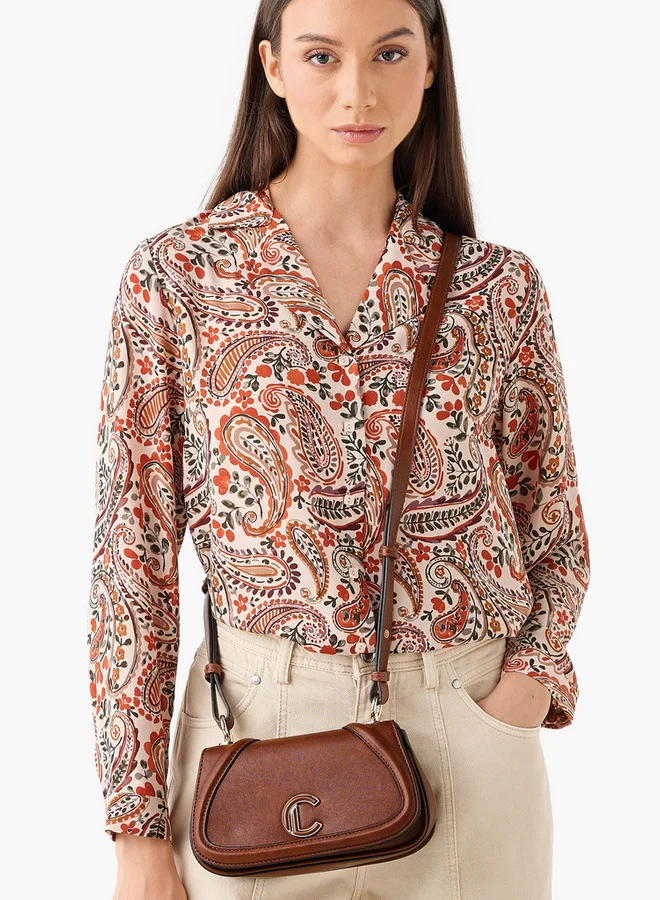 Le Confort Solid Crossbody Bag with Button Closure