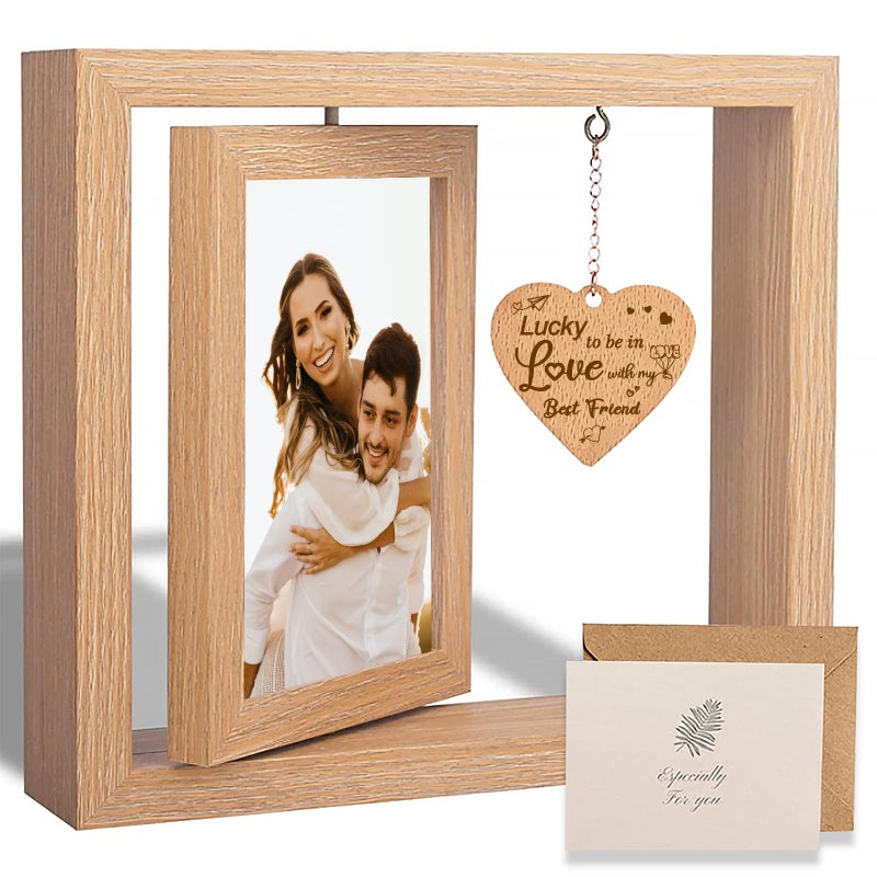 ishine Lucky to be in Love with my Best Friend - Romantic Couples Picture Frames Anniversary Birthday Gifts. Graduation Gifts for Him Boyfriend Her Girlfriend - Wedding  Engagement Gifts for Couples - - Image 1