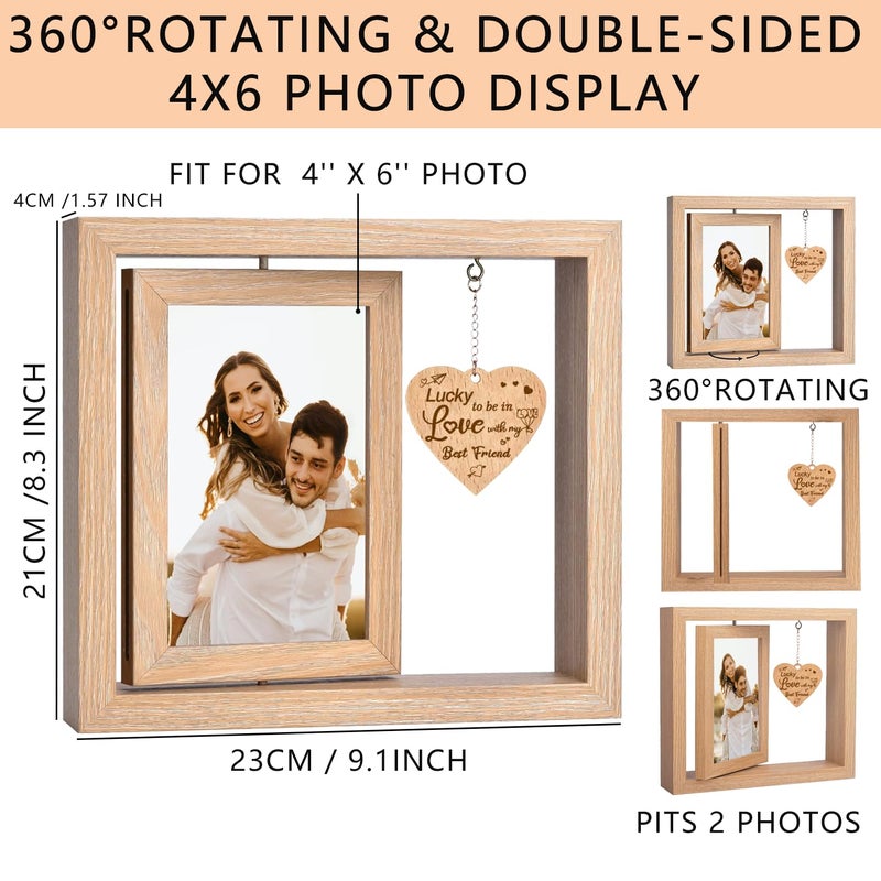 ishine Lucky to be in Love with my Best Friend - Romantic Couples Picture Frames Anniversary Birthday Gifts. Graduation Gifts for Him Boyfriend Her Girlfriend - Wedding  Engagement Gifts for Couples - - Image 3