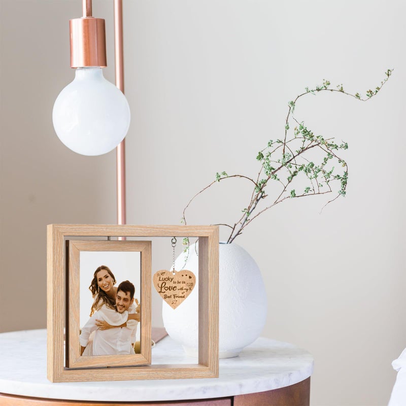 ishine Lucky to be in Love with my Best Friend - Romantic Couples Picture Frames Anniversary Birthday Gifts. Graduation Gifts for Him Boyfriend Her Girlfriend - Wedding  Engagement Gifts for Couples - - Image 2