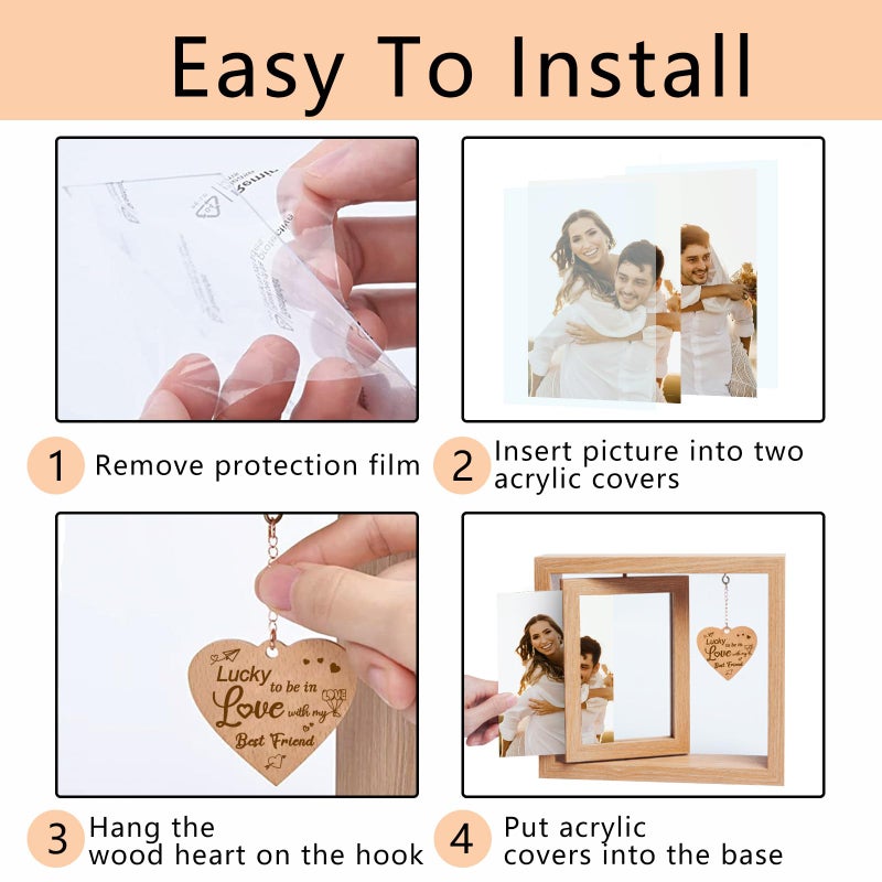 ishine Lucky to be in Love with my Best Friend - Romantic Couples Picture Frames Anniversary Birthday Gifts. Graduation Gifts for Him Boyfriend Her Girlfriend - Wedding  Engagement Gifts for Couples - - Image 4