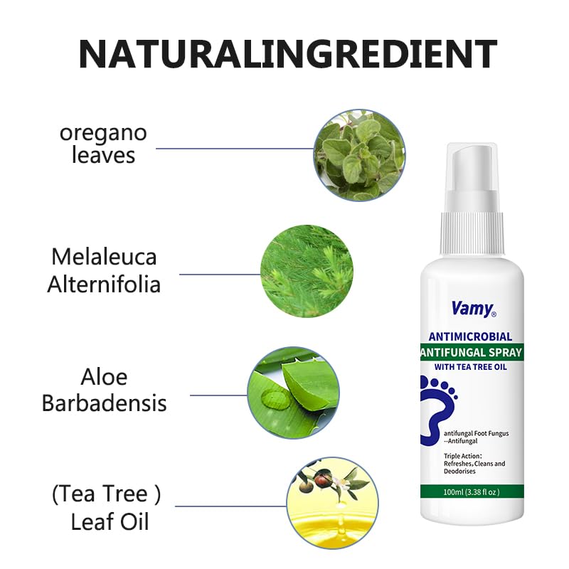 Vamy Complete Foot & Nail Kit Nail Solution And Foot Sanitizer Spray With Tea Tree Oil 3.38Oz (1 Ct) - Image 2