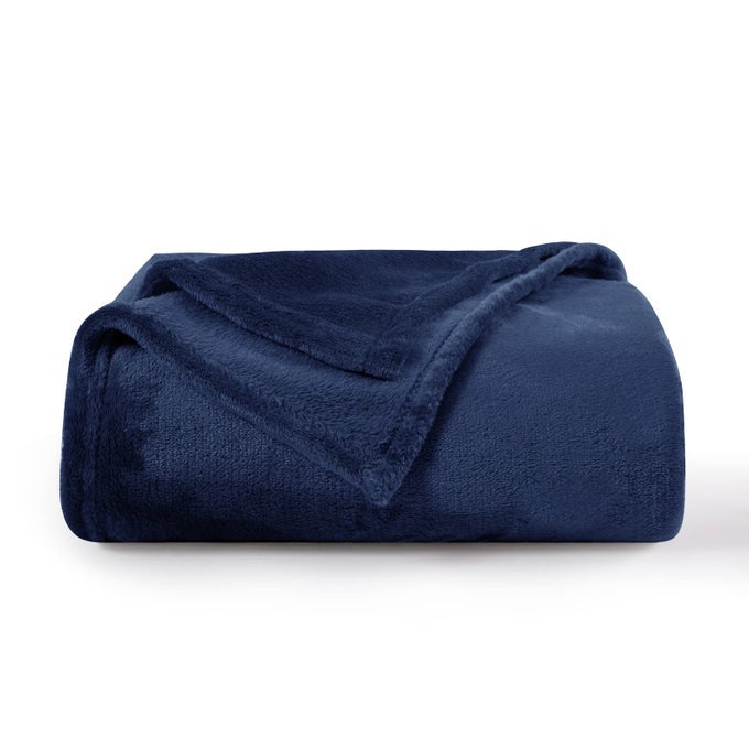 FLEECE BLANKET NAVY BLUE THROW VERSATILE SOFT WARM BLANKET FLUFFY THROWS FOR BED DOUBLE SIZE COZY FLANNEL TWIN BLANKET THROW FOR SOFA COUCH 150X200CM NAVY