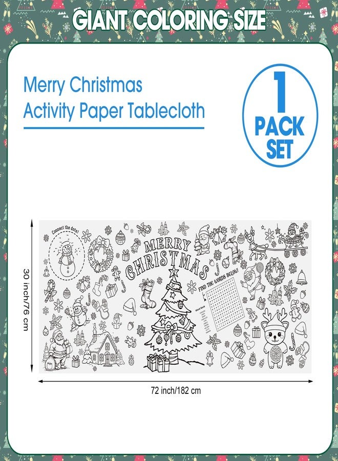 PERFQU Christmas Coloring Tablecloth for Kids - Merry Christmas Colorable Table Cloth, Giant Paper Cover Coloring Poster Banner Crafts for Gifts Activities Games Xmas Party Favors Supplies, 30 x 72 Inch - Image 3