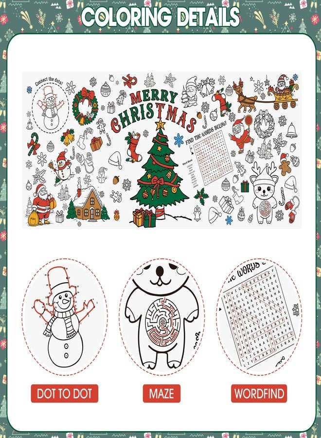 PERFQU Christmas Coloring Tablecloth for Kids - Merry Christmas Colorable Table Cloth, Giant Paper Cover Coloring Poster Banner Crafts for Gifts Activities Games Xmas Party Favors Supplies, 30 x 72 Inch - Image 4