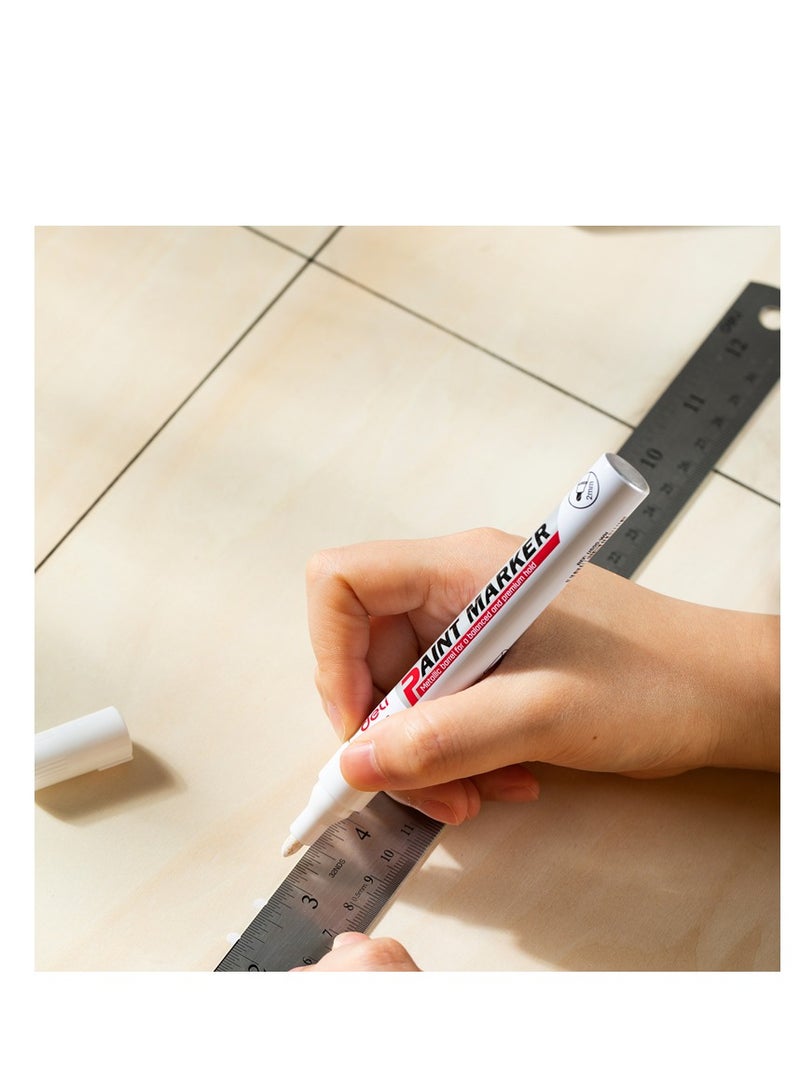 Deli 12-Piece Round Tip Paint Marker White Ink - Image 3