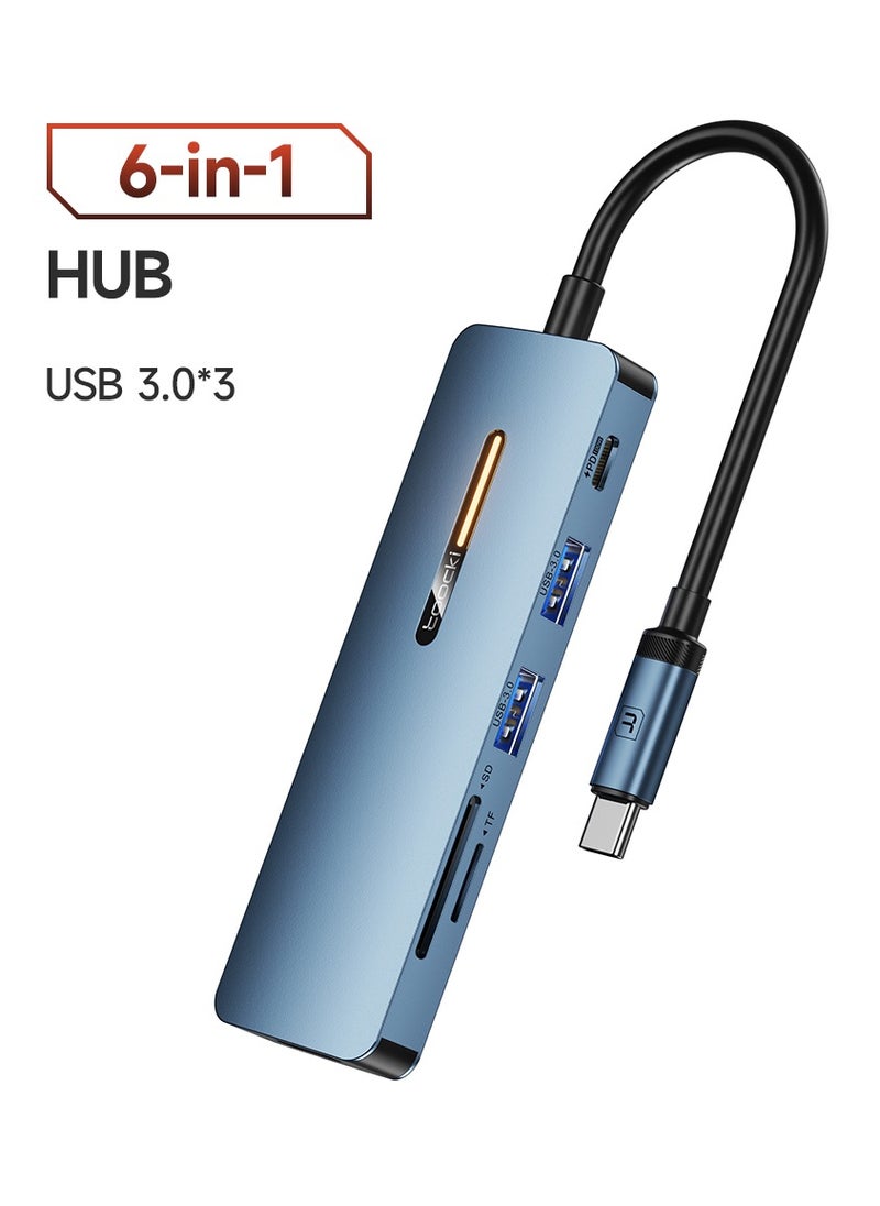 محور Toocki  في ٦ في ١ إلى  منفذ توصيل طاقة 100W، ، منفذان USB 3.0، منافذ USB-C وقارئ بطاقات، متوافق مع أجهزة اللابتوب والهواتف الذكية.  - Image 1