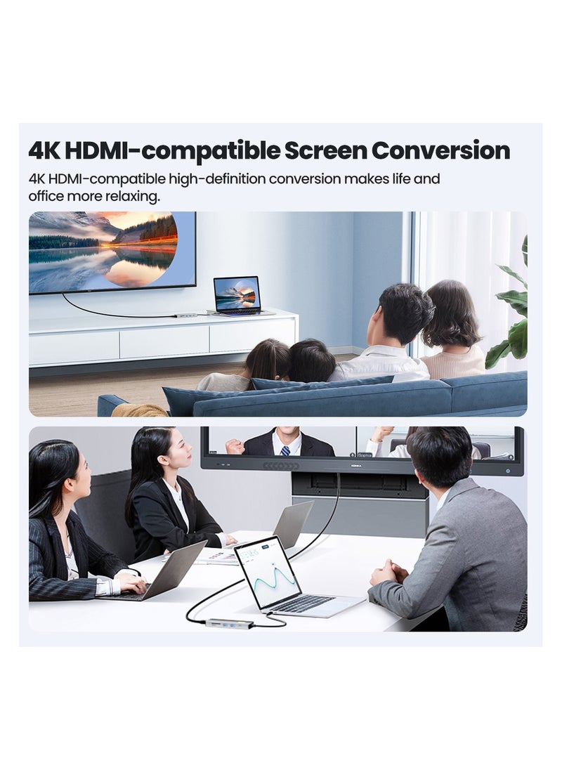 Toocki USB C HUB 6 in 1 type c to 4k HDMI 100W Power Delivery Port, 4K HDMI, 2 USB 3.0 Ports, USB-C Ports and SD/TF Card Reader, Compatible with MacBook Pro, iPad Pro, Laptops and Smartphones