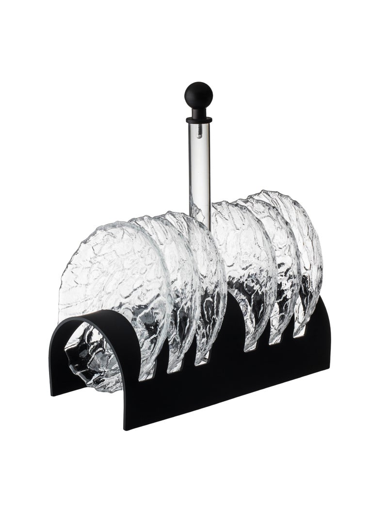Dania A Set Of 6 Pieces Glass Dessert Plates With An Acrylic Stand  The Plate Size Is 15 Cm  - Image 1