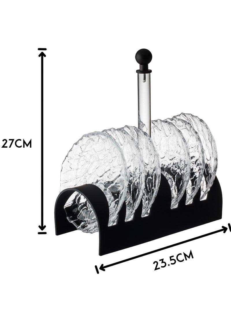 Dania A Set Of 6 Pieces Glass Dessert Plates With An Acrylic Stand  The Plate Size Is 15 Cm  - Image 4
