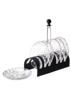 Dania A Set Of 6 Pieces Glass Dessert Plates With An Acrylic Stand  The Plate Size Is 15 Cm  - Image 3