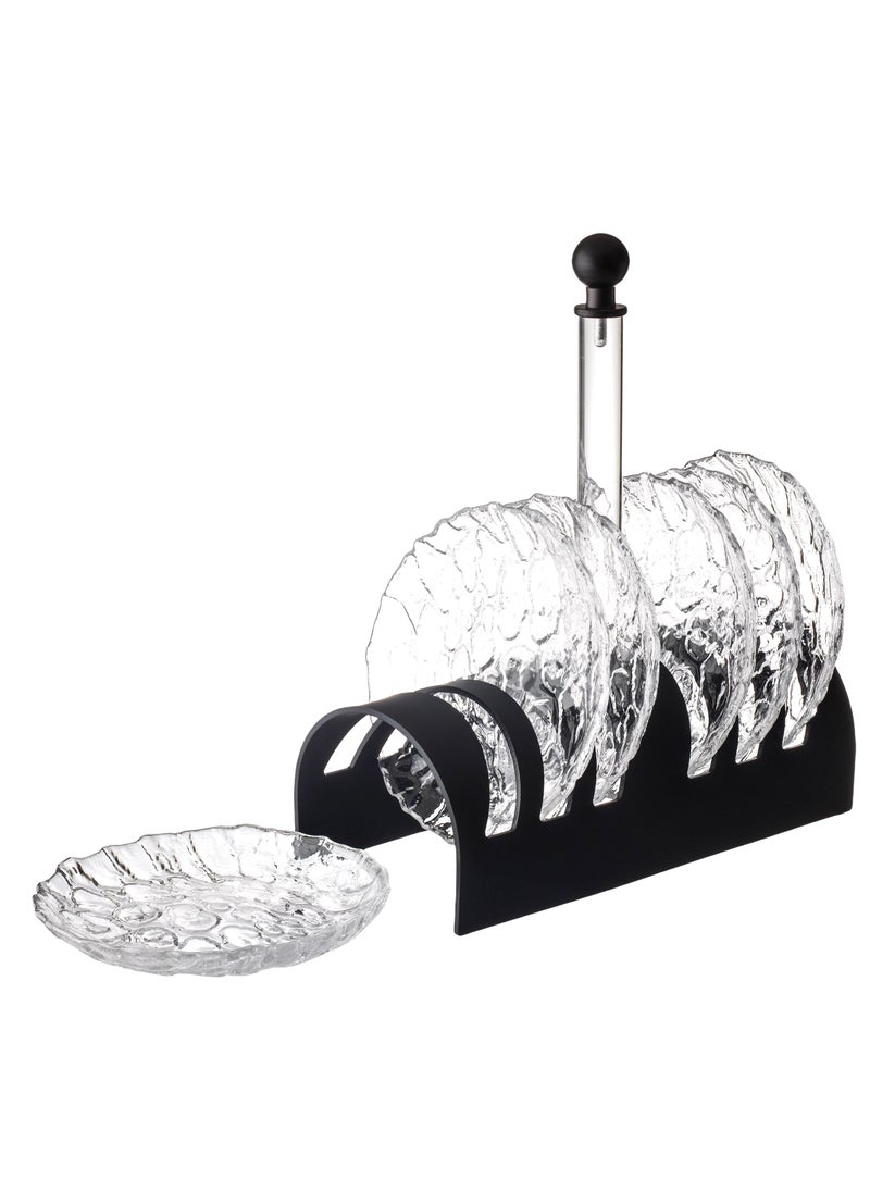 Dania A Set Of 6 Pieces Glass Dessert Plates With An Acrylic Stand  The Plate Size Is 15 Cm  - Image 3