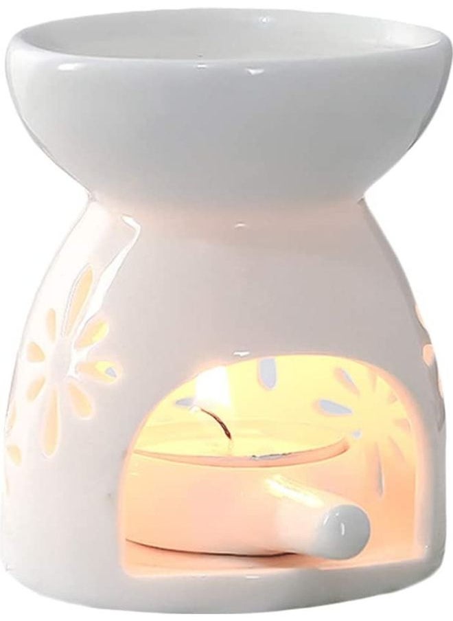XiuWoo 2-Piece Ceramic Oil Burner With Candle Holder Set White One Size  - Image 1