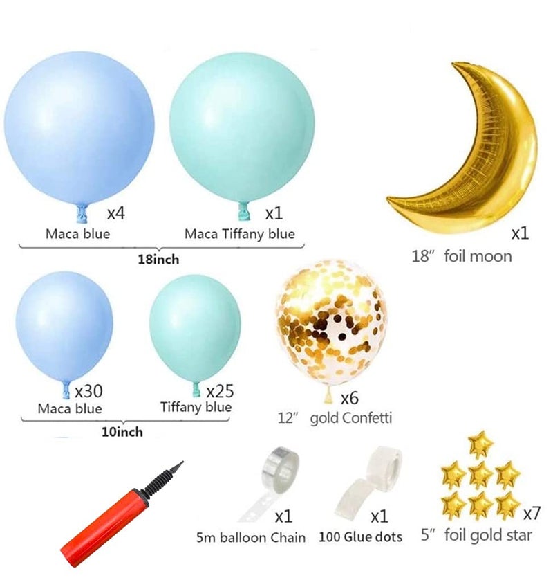 LAZYBEEE Baby Blue Balloon Garland Kit � Baby Boy Balloon Arch Kit Blue Mint Green Balloons � Gold Moon and Stars Balloons Boy � Twinkle Twinkle Little Star Decorations Birthday Party - Image 2