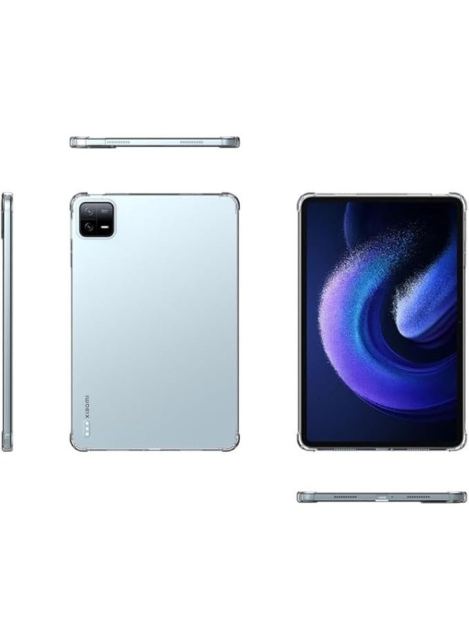 جراب لجهاز Xiaomi Mi Pad 6/Mi Pad 6 Pro اللوحي (11 بوصة، موديل 2023)، مصنوع من السيليكون المرن TPU المقاوم للصدمات والخدوش والوسائد الهوائية، جراب لجهاز Xiaomi Pad 6 2023، شفاف - Image 5