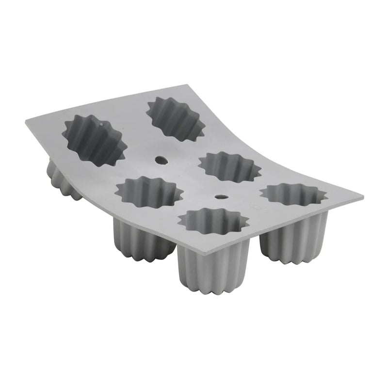 de Buyer ELASTOMOULE Cannele Silicone Mold  Creates 6 French Pastries  Easy to Use  Clean  Dishwasher Safe