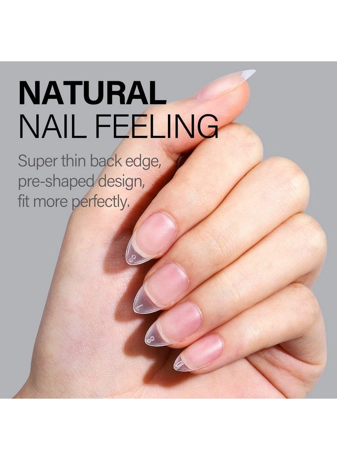 AILLSA Short Almond Nail Tips 450Pcs Upgraded Matte Soft Gel Nail Tips No Filed Preshaped Full Cover Short Almond Nails Clear False Gelly Nail Tips For Soak Off Nail Extensions 15 Sizes - Image 3