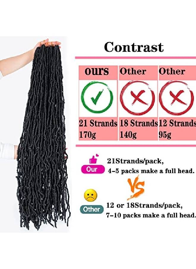 FALEMEI - New Soft Locs Crochet Hair Faux Locs Crochet Braids Hair 21 Strands 4 Packs/Lot 170G Super Long Goddess Locs Dreadlocs Synthetic Hair Extend Pre Looped Natural Soft Locs Braiding Hair For Women - Image 1
