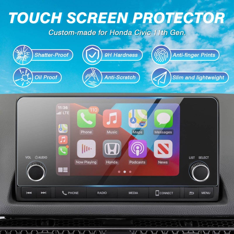 Karltys [Upgrade Screen Protector for [No Glare & Fingerprint] Tempered Glass Honda Civic/CR-V 2023-2025 2026 CRV for Models Sport LX EX 11th Gen 2022-2025 and CRV 7-Inch - Image 2
