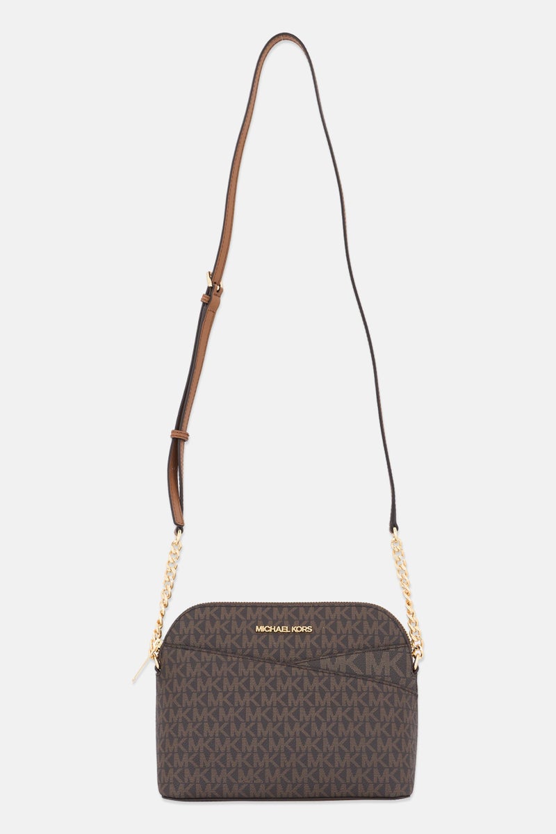 Michael Kors Women Monogram Pattern Cross Body Bag, Brown - Image 1