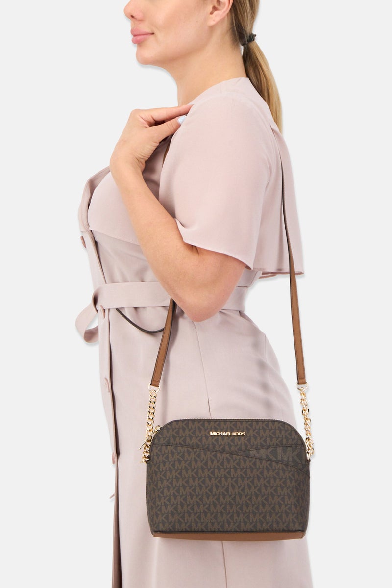 Michael Kors Women Monogram Pattern Cross Body Bag, Brown - Image 2