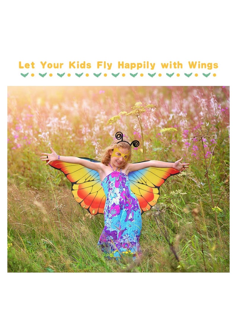 SYOSI 3Pcs Kids Butterfly Cloak Performance Prop with Headband and Eye Mask Wings Animal Costume Birthday Insect Bug Party Toys Gifts Children's Stage Set - Image 2