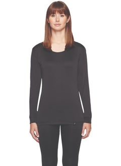 Terramar Terramar Women's 100% Silk Thermasilk Pointelle Scoop Shirt Baselayer X-Large Black  - Image 1