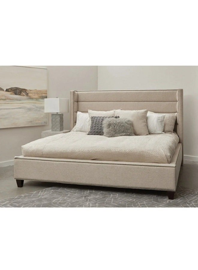 KUSTOMDECO Comfort Cove Wing Channel Tufted Bed In Beige - Customizable Design for UAE Bedrooms 