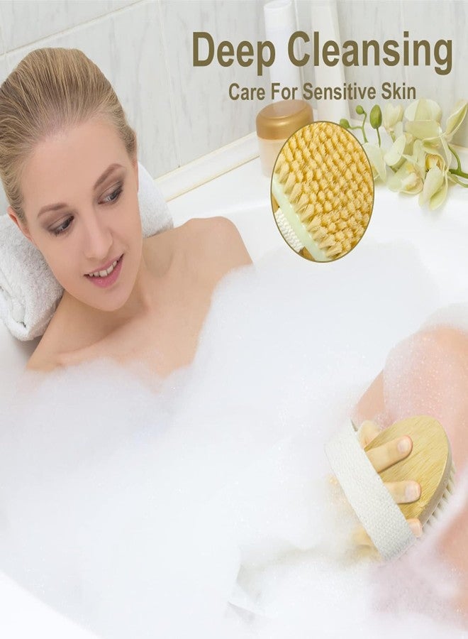 KRYLAR Natural Bristle Wooden Body Brush for Dry Brushing & Exfoliation Anti-Cellulite Massage with Hand Strap, Deep Cleansing, Dead Skin Removal & Blood Circulation Booster Bathing Scrubber - Image 3