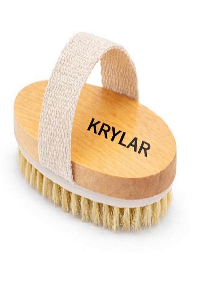 KRYLAR Natural Bristle Wooden Body Brush for Dry Brushing & Exfoliation Anti-Cellulite Massage with Hand Strap, Deep Cleansing, Dead Skin Removal & Blood Circulation Booster Bathing Scrubber - Image 1