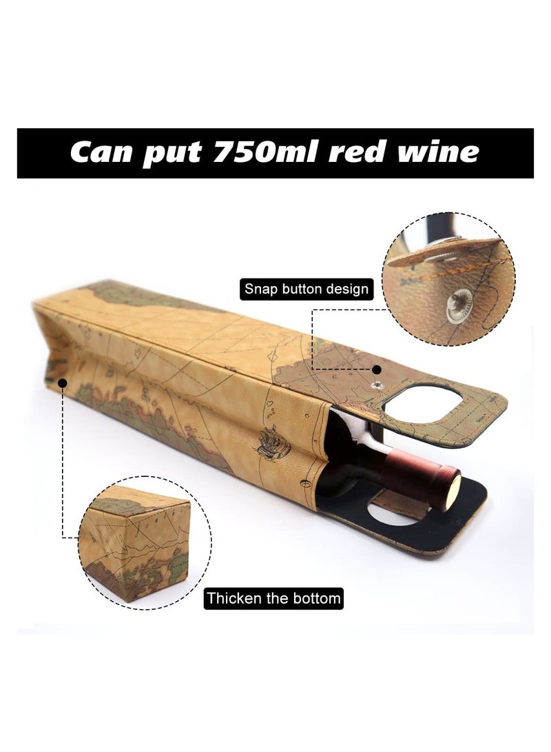 حقيبة نبيذ جلدية قابلة لإعادة الاستخدام، حقيبة نبيذ بتصميم تمساح لحمل زجاجتين، حقيبة نبيذ أنيقة لحمل زجاجتين، حقيبة جلدية للنزهات والسفر والحفلات وأعياد الميلاد والزفاف والمطاعم - Image 2