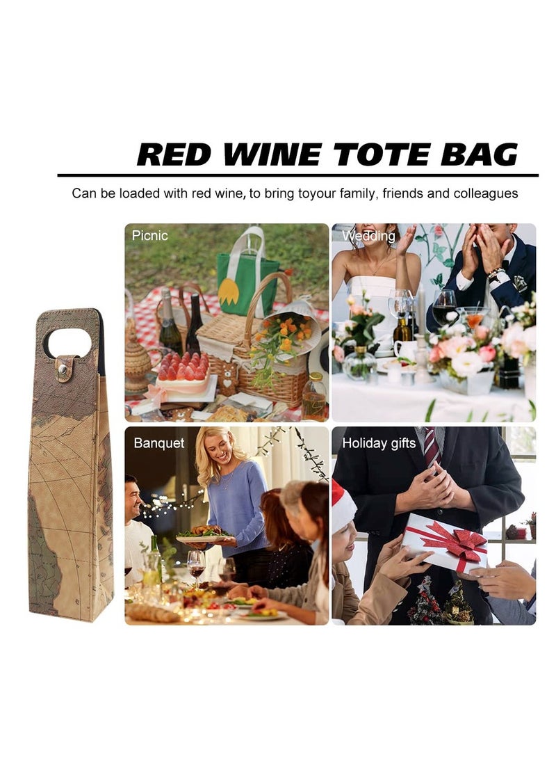 حقيبة نبيذ جلدية قابلة لإعادة الاستخدام، حقيبة نبيذ بتصميم تمساح لحمل زجاجتين، حقيبة نبيذ أنيقة لحمل زجاجتين، حقيبة جلدية للنزهات والسفر والحفلات وأعياد الميلاد والزفاف والمطاعم - Image 5