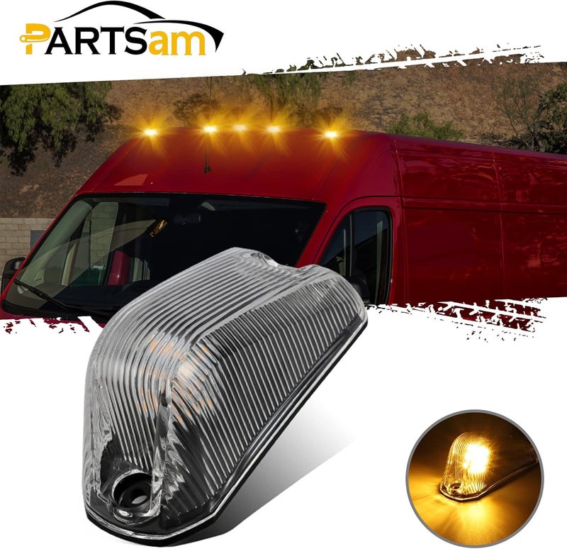 Partsam 5Pcs Smoke Roof Cab Marker Lights with Amber LED for Dodge Ram ProMaster 2014-2017 - Image 3