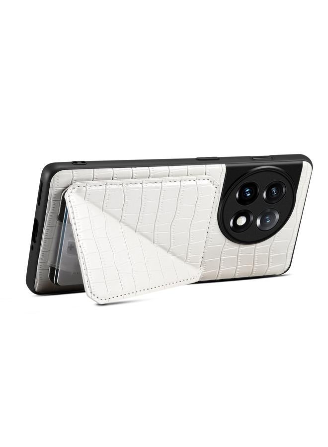 دينيور جراب خلفي لهاتف OnePlus 11 5G مصنوع من جلد التمساح الصناعي مع حامل - Image 3