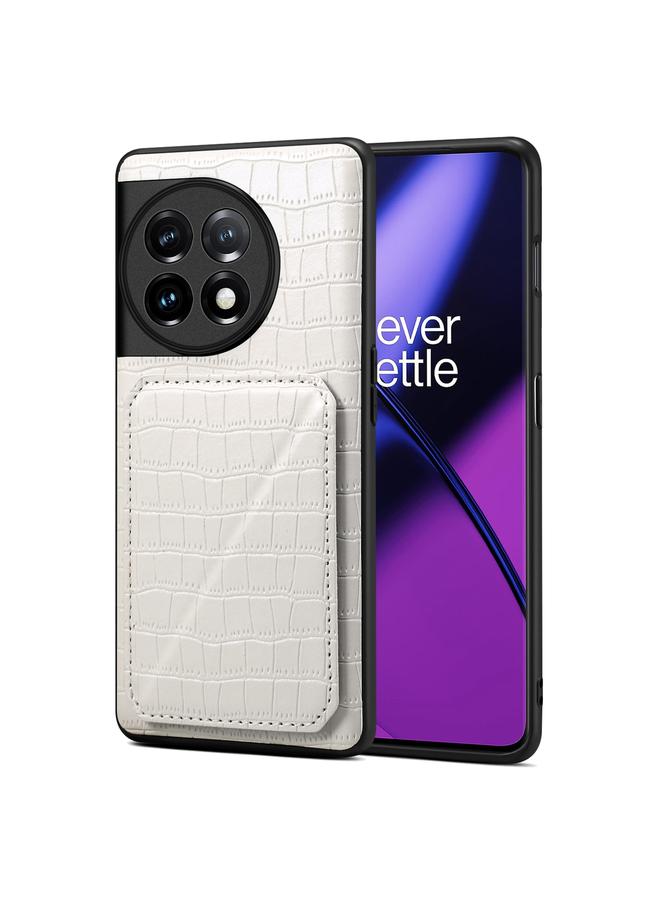 دينيور جراب خلفي لهاتف OnePlus 11 5G مصنوع من جلد التمساح الصناعي مع حامل - Image 1