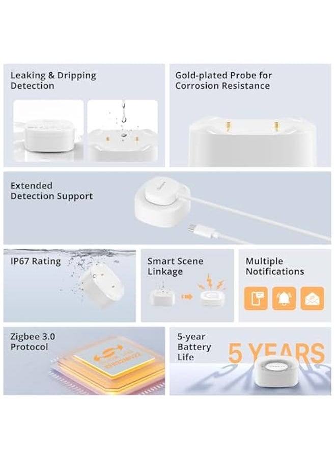 SONOFF - SNZB-05P Zigbee Water Leak Sensor Without Detection Cable, Wireless Mini Flood Detector for Alarm System and Smart Home Automation, Water Sensor Alarm for Kitchen Bathroom Basement 1Pack - Image 1